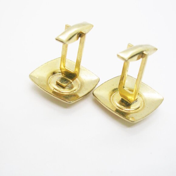 Vintage Cuff Links Mother of Pearl 18 Karat gold plate Suit Accessory - Picture 3 of 3